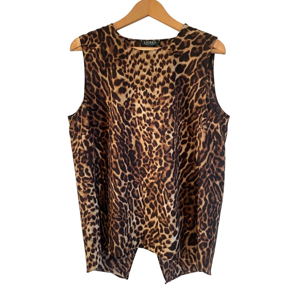 Lauren Ralph Lauren Leopard Print Sleeveless Blouse - Brown Black Tan